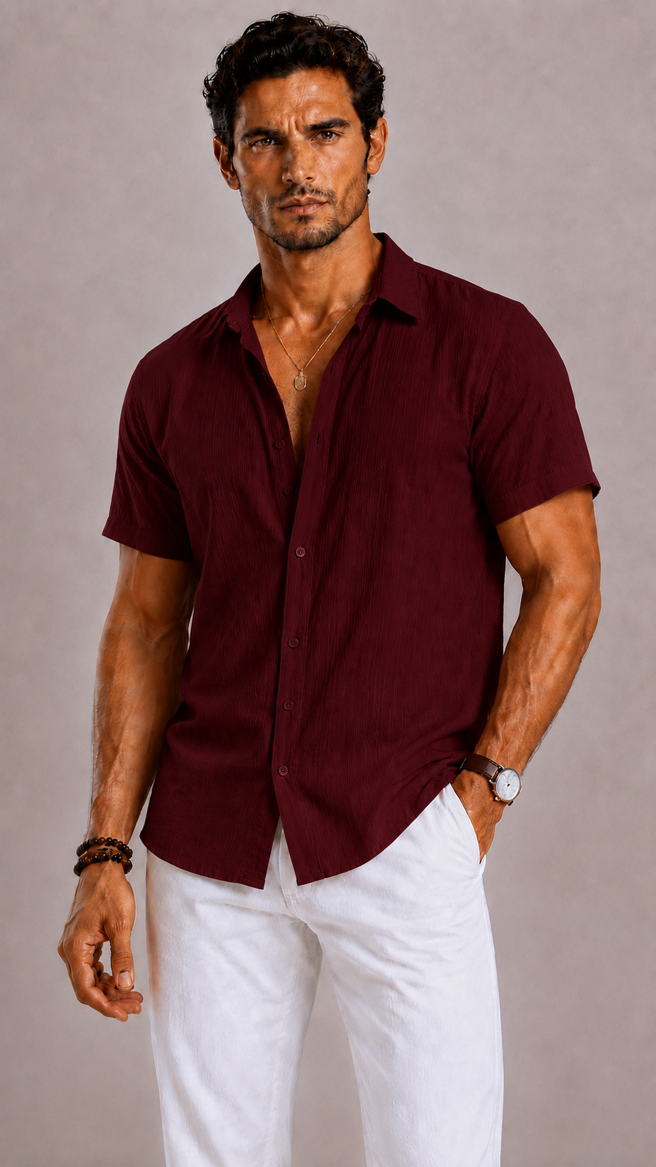 Men's Linen Shirt with Vertical Structure