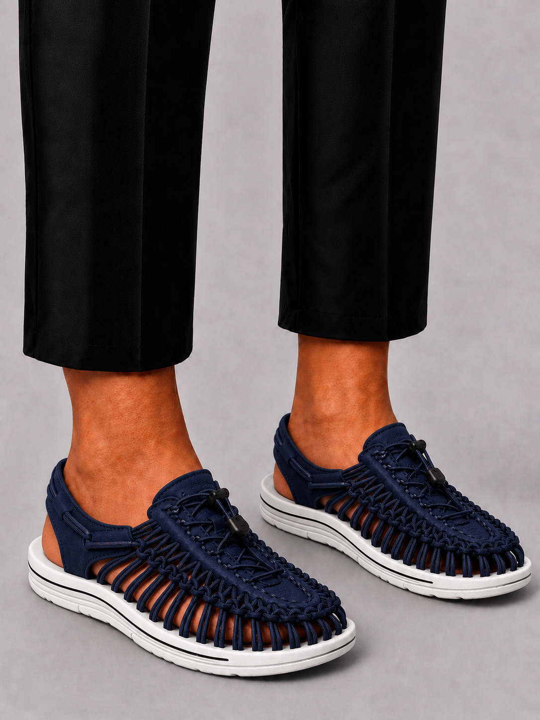 Men's Sandals with Closed Toe and Cutouts
