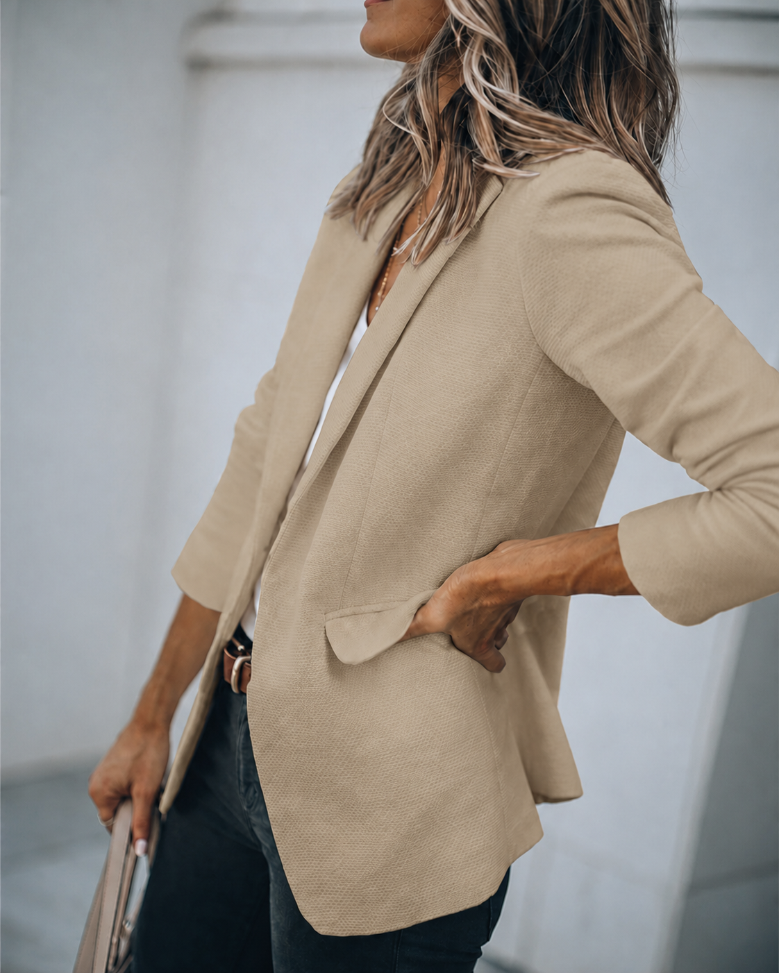 Custom-Fit Women's Blazer with Notched Lapel, Flap Pockets, and Back Vent