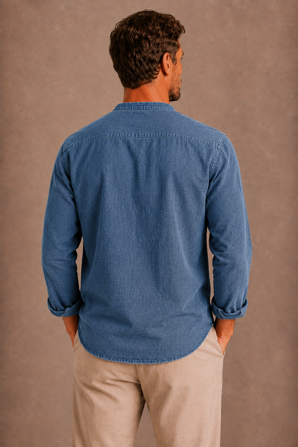 Men's Henley Shirt with Long Sleeves