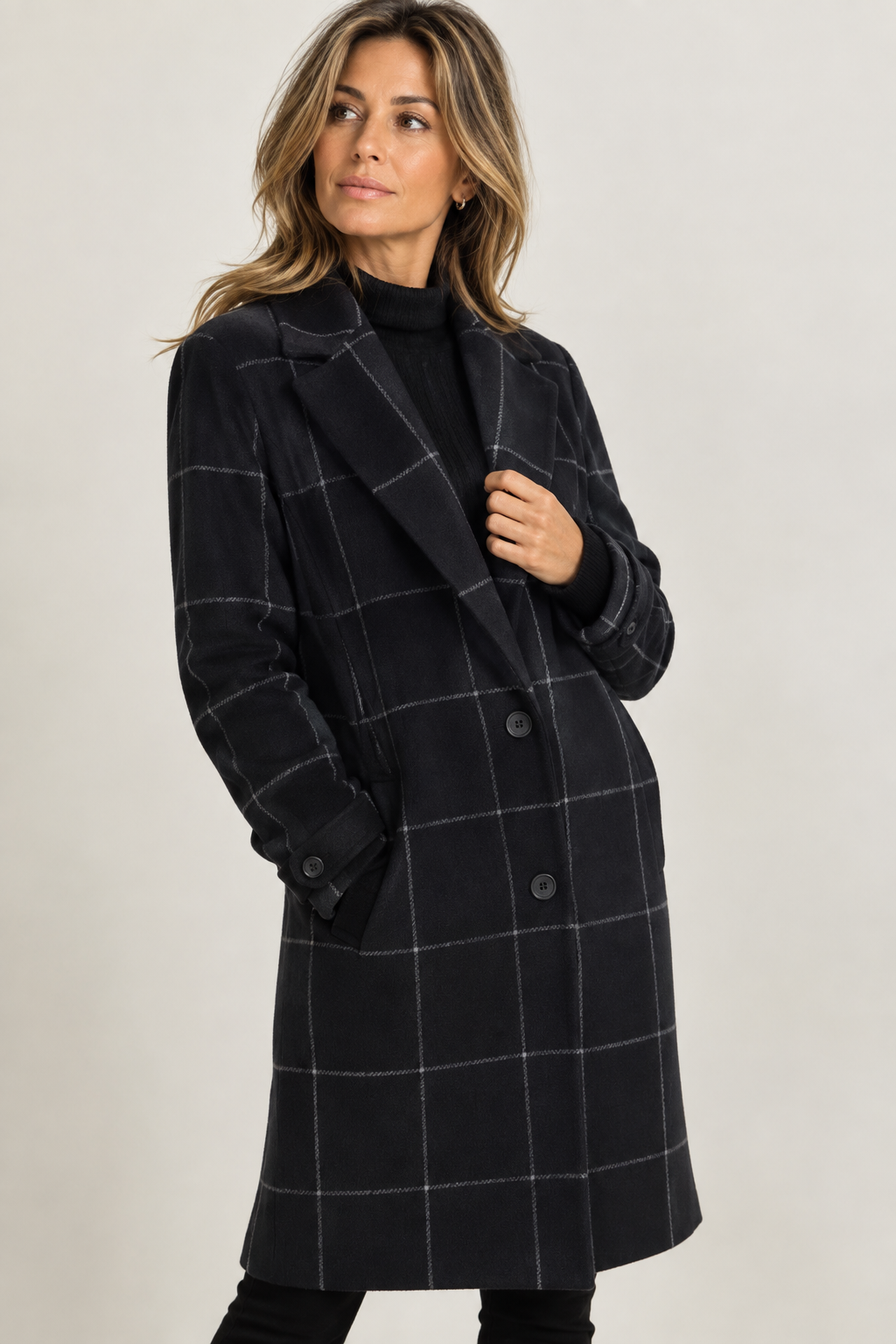 Sanne Elegant Checked Coat
