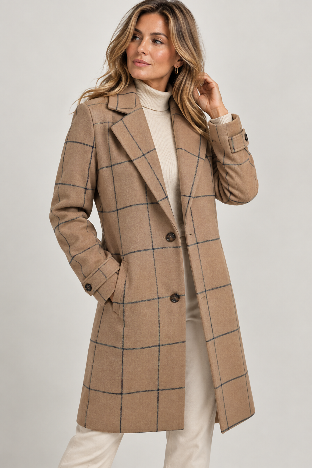 Sanne Elegant Checked Coat