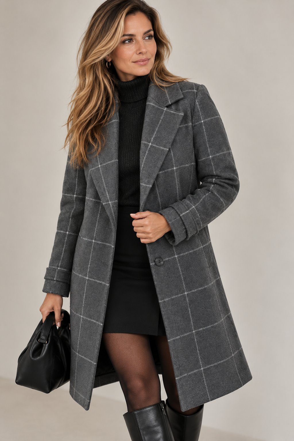 Sanne Elegant Checked Coat