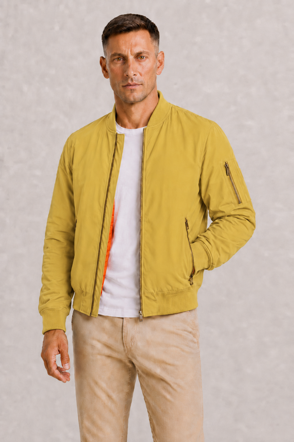 Men's Oversized Bomber Jacket with Zip
