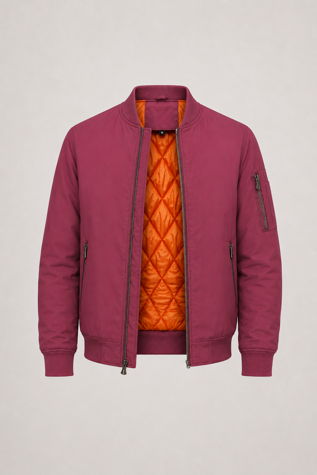 Men's Oversized Bomber Jacket with Zip