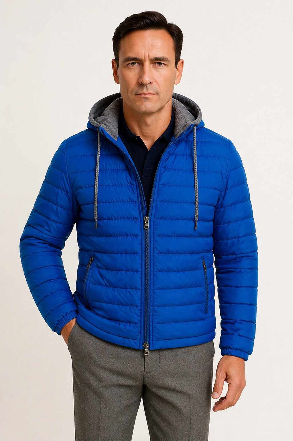 Men's Quilted Jacket with Hood Lightweight Fit