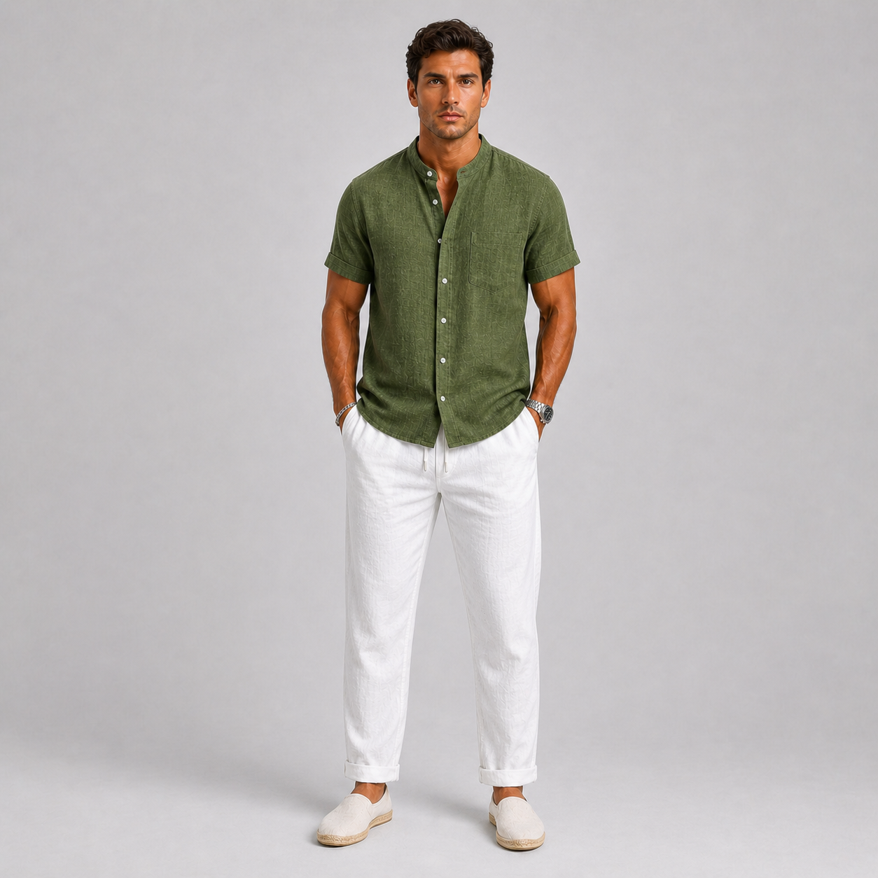 Men's Linen Set Shirt & Trousers Airy Summer Style