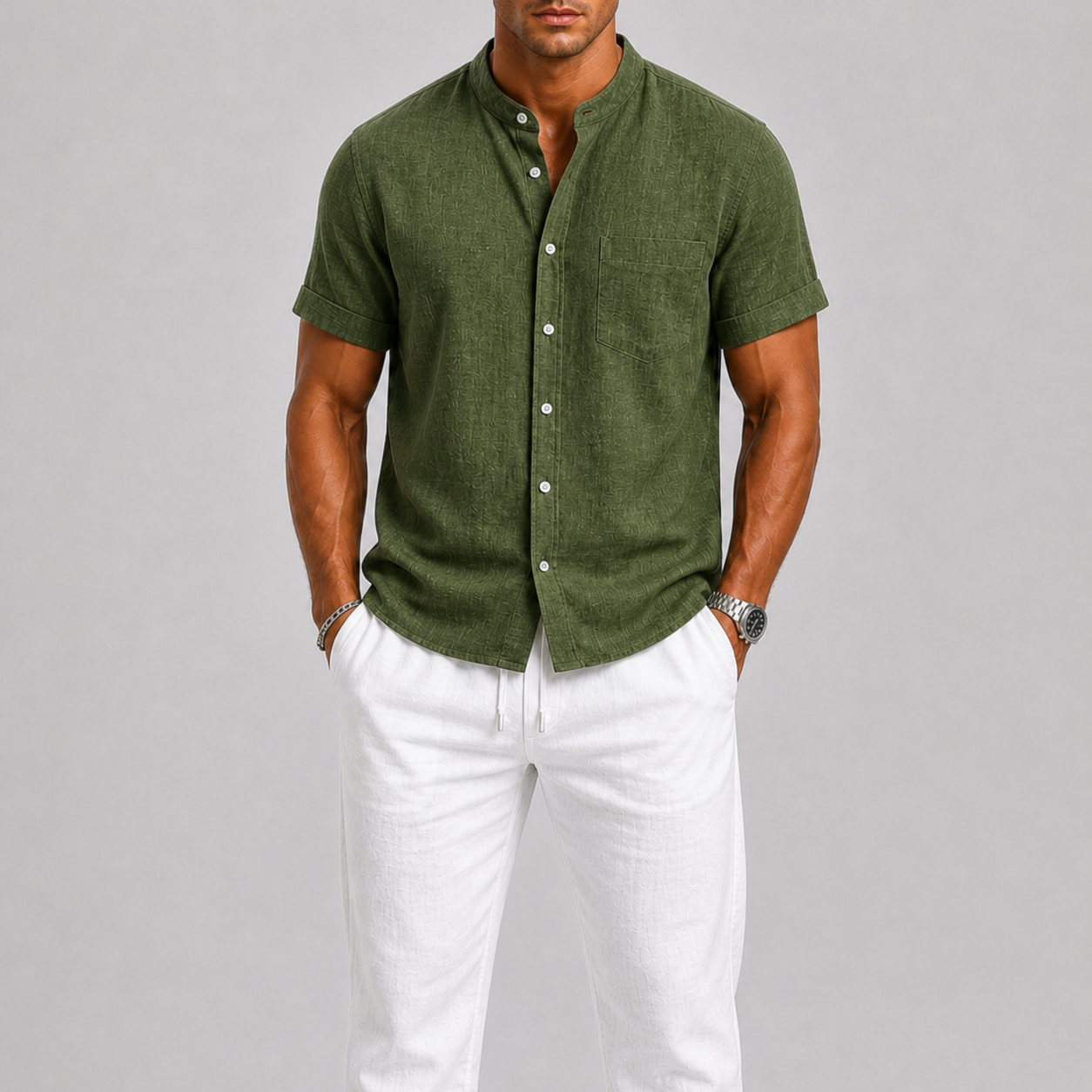 Men's Linen Set Shirt & Trousers Airy Summer Style