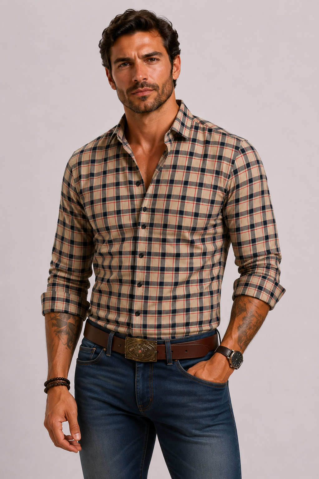 Men's Shirt Modern Check Timeless Elegance
