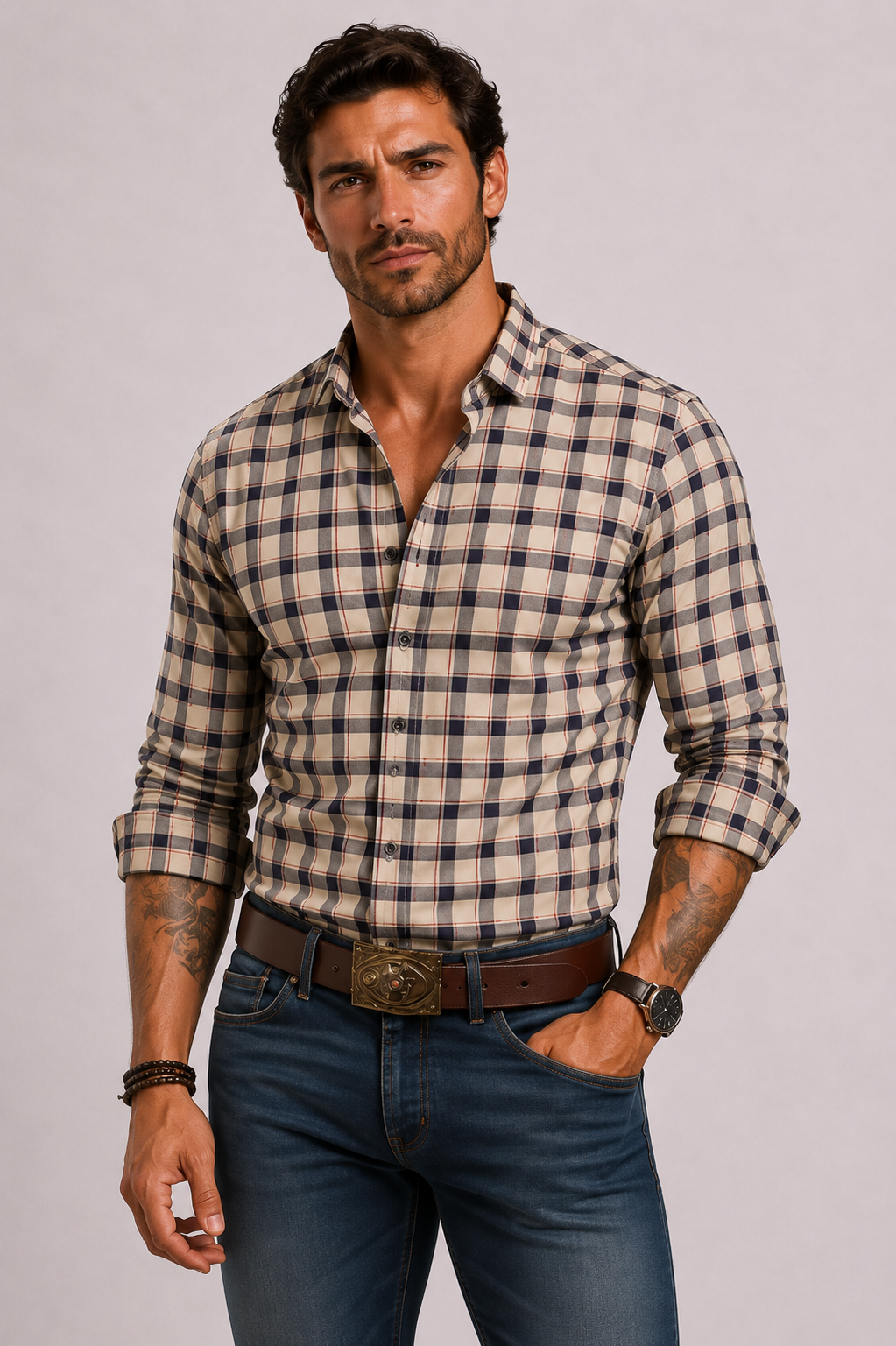 Men's Shirt Modern Check Timeless Elegance