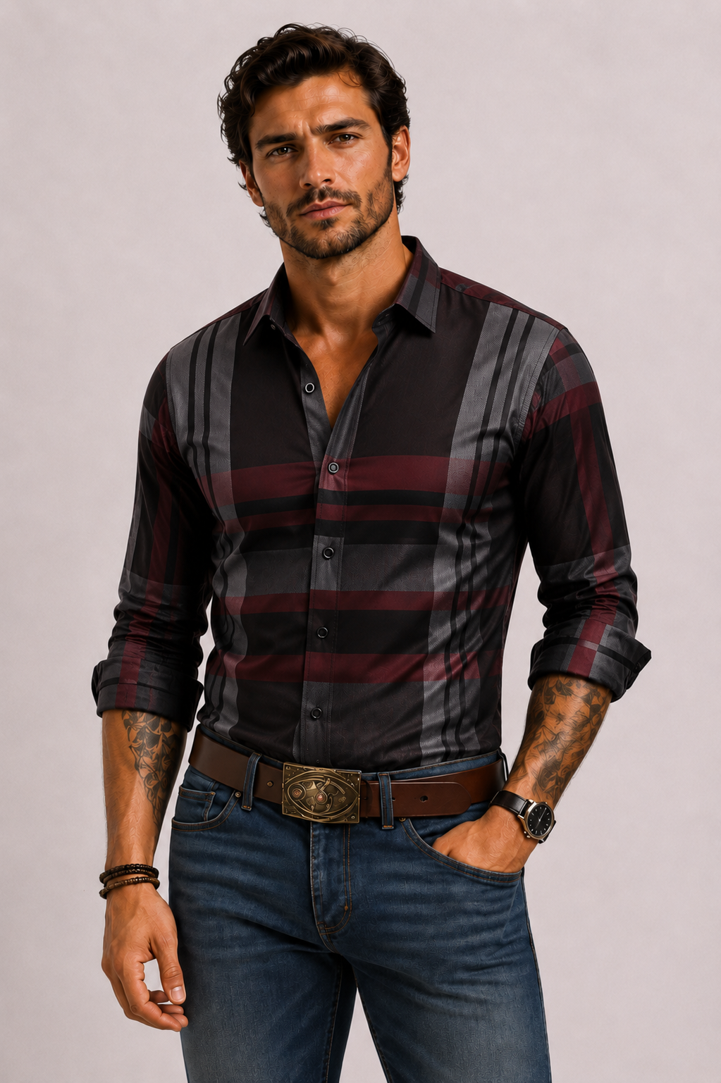 Men's Shirt Modern Check Timeless Elegance