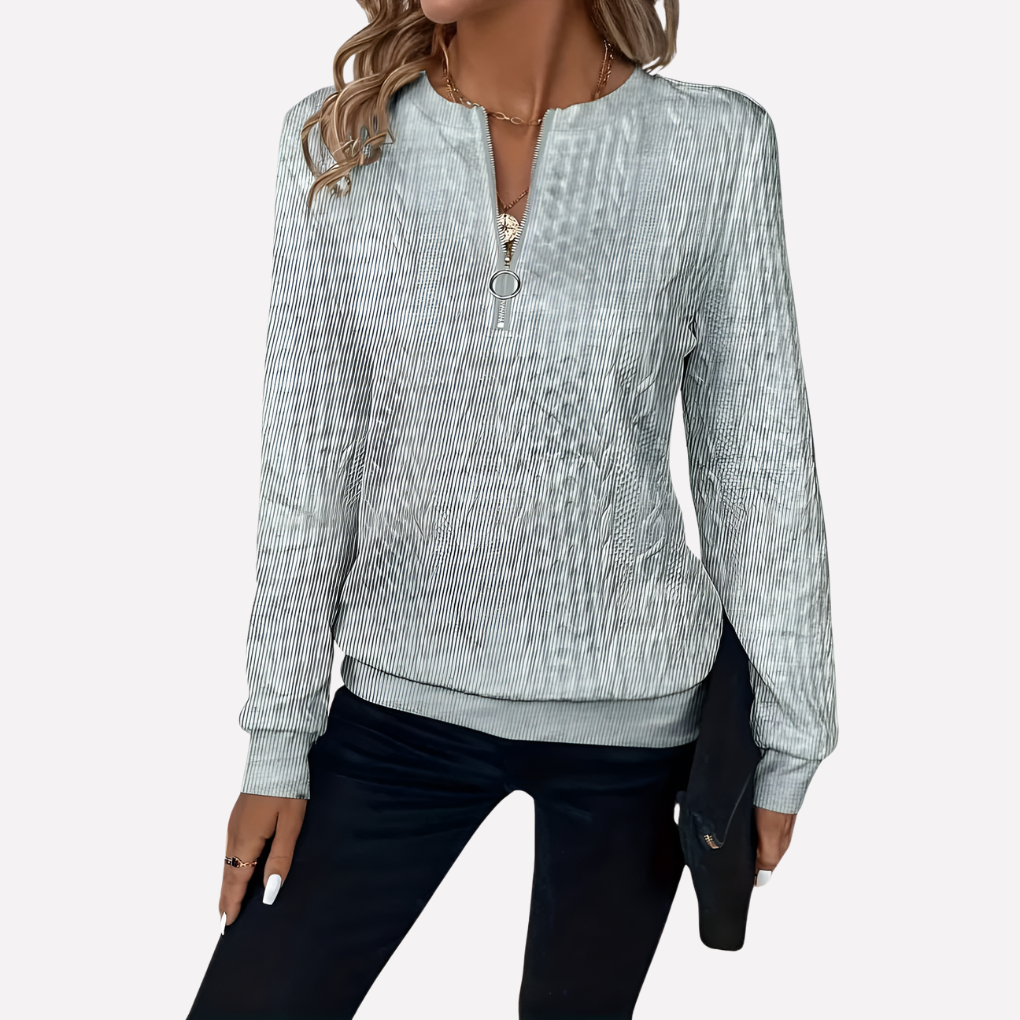 Women's Zip-Neck Cable Knit Sweater