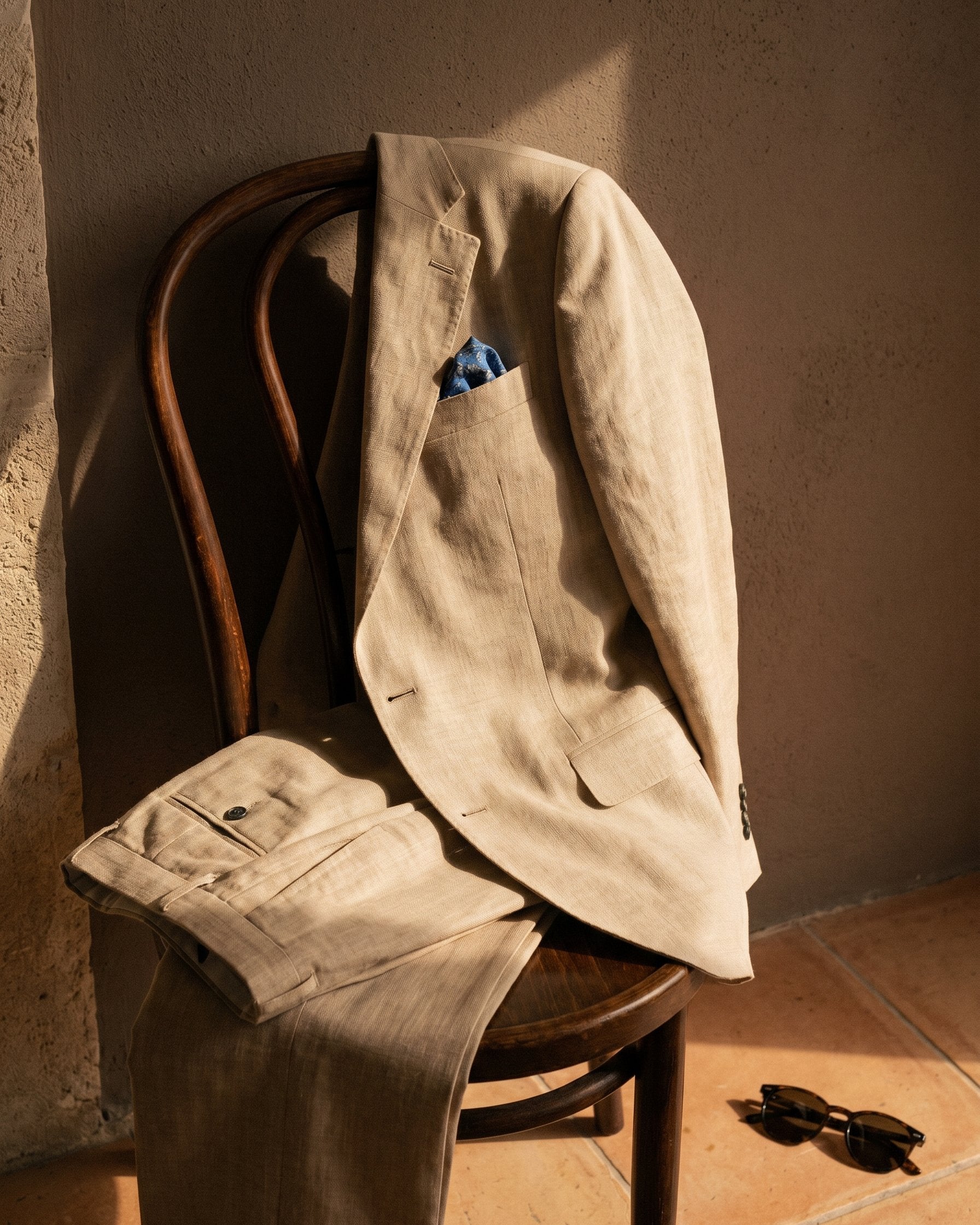 Suit with Notched Lapel and Flap Pockets for Men