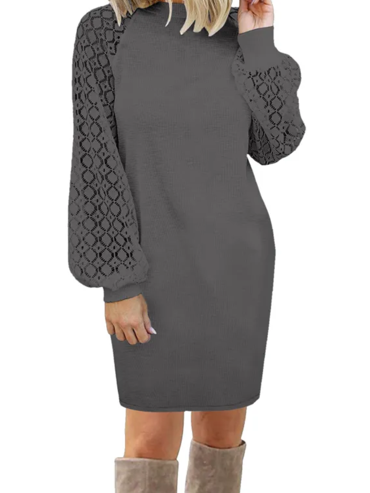 Comfy Sweatshirt Dress Featuring Sparkling Sequin Sleeves