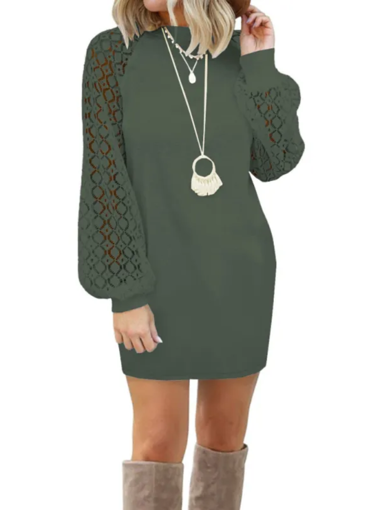 Comfy Sweatshirt Dress Featuring Sparkling Sequin Sleeves