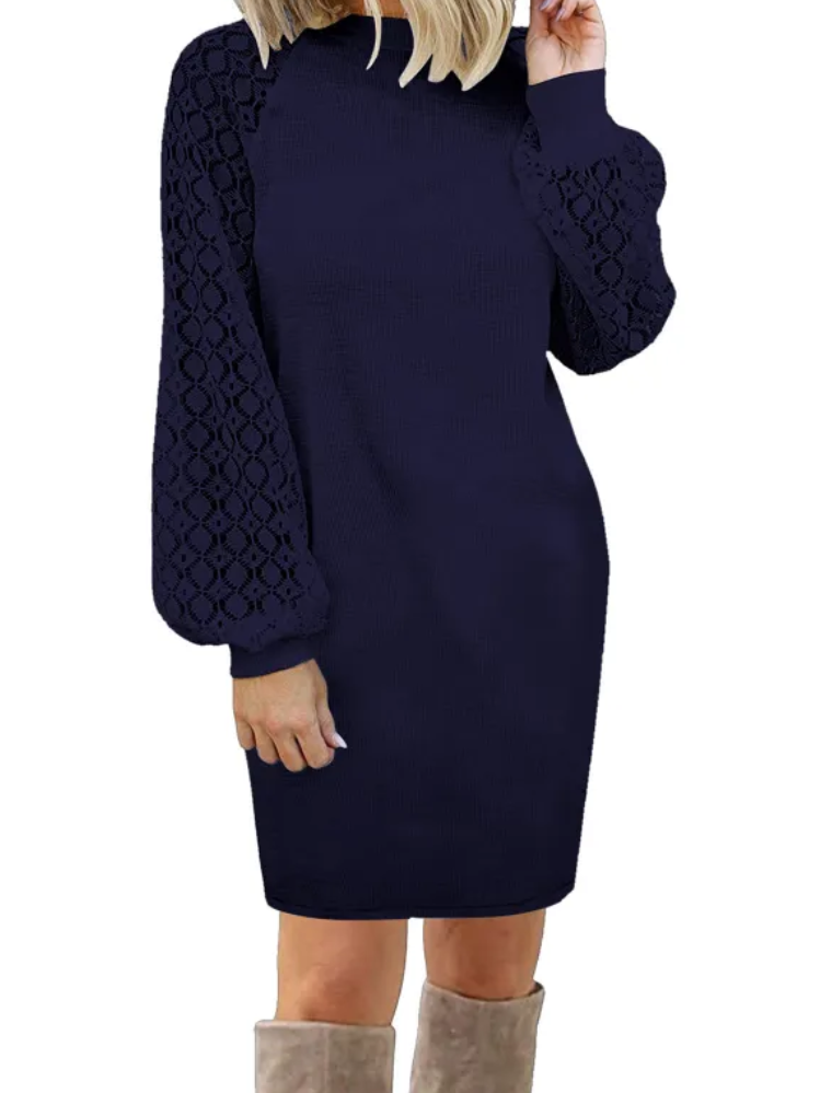 Comfy Sweatshirt Dress Featuring Sparkling Sequin Sleeves