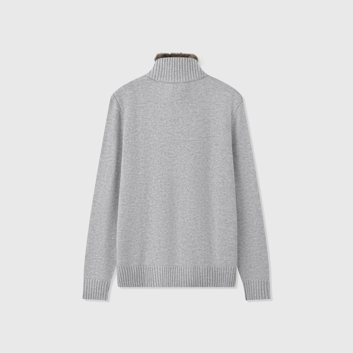 Bormio Plush-Collar Zip Knit