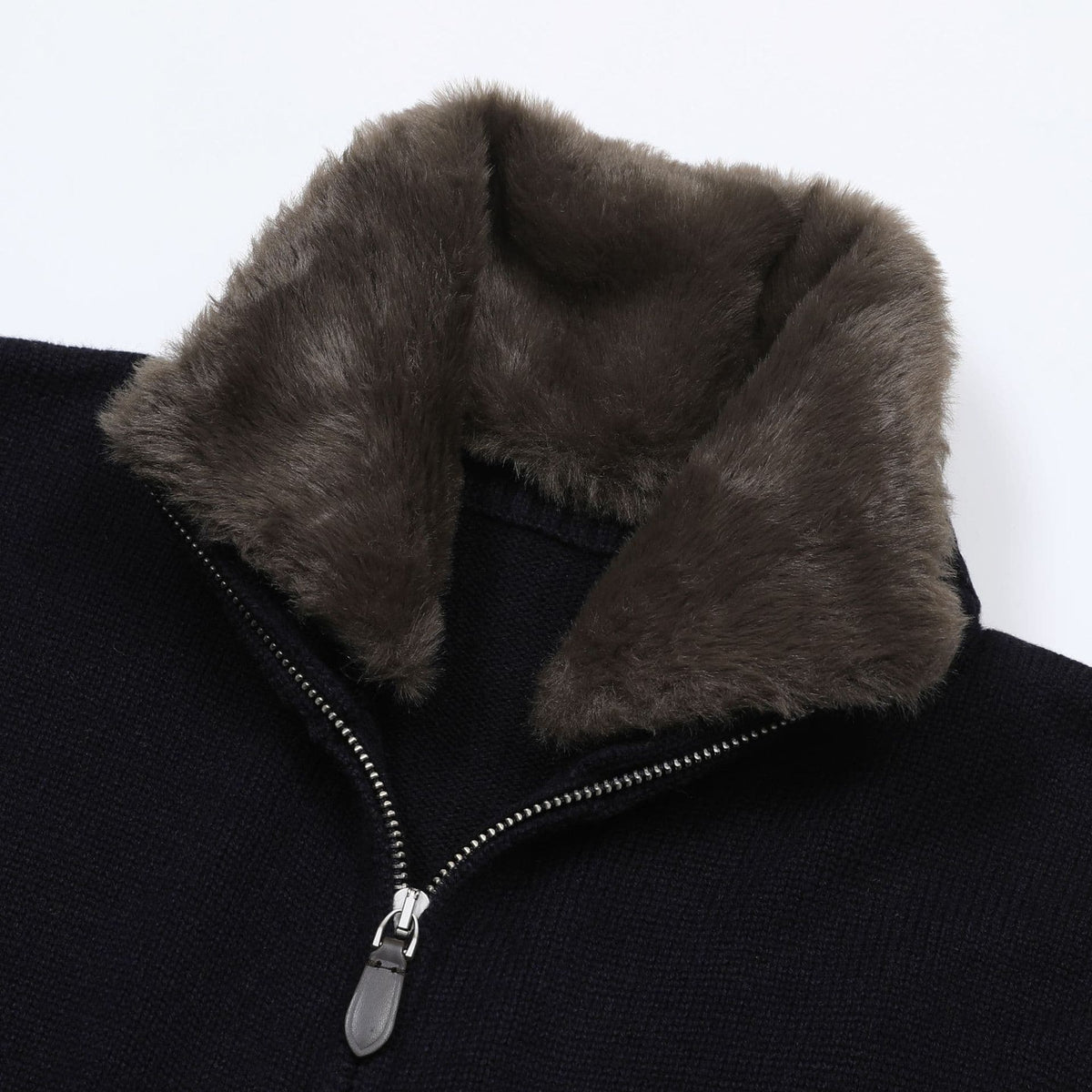 Bormio Plush-Collar Zip Knit