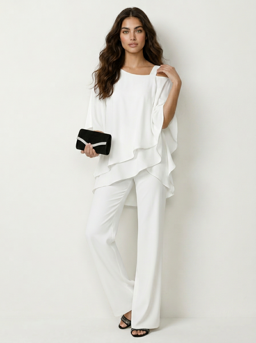 Co-ord Set Ladies Chiffon Top and Trousers