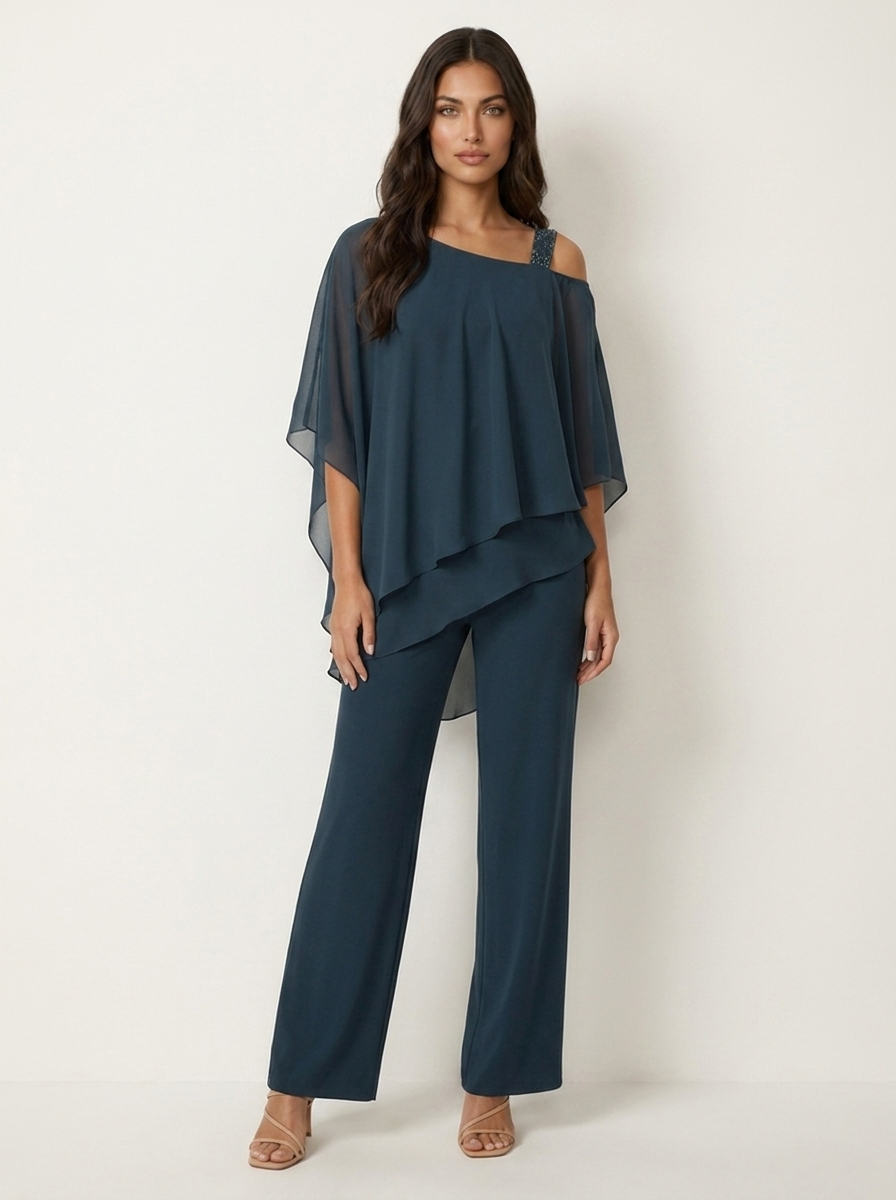 Co-ord Set Ladies Chiffon Top and Trousers