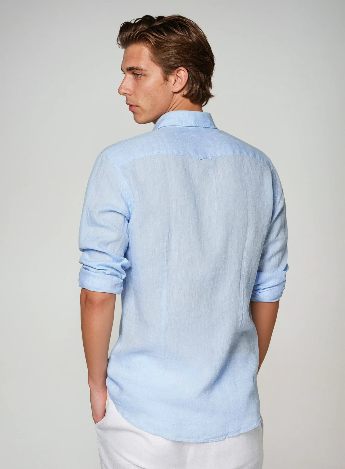 Linen Shirt for Men - Light Blue