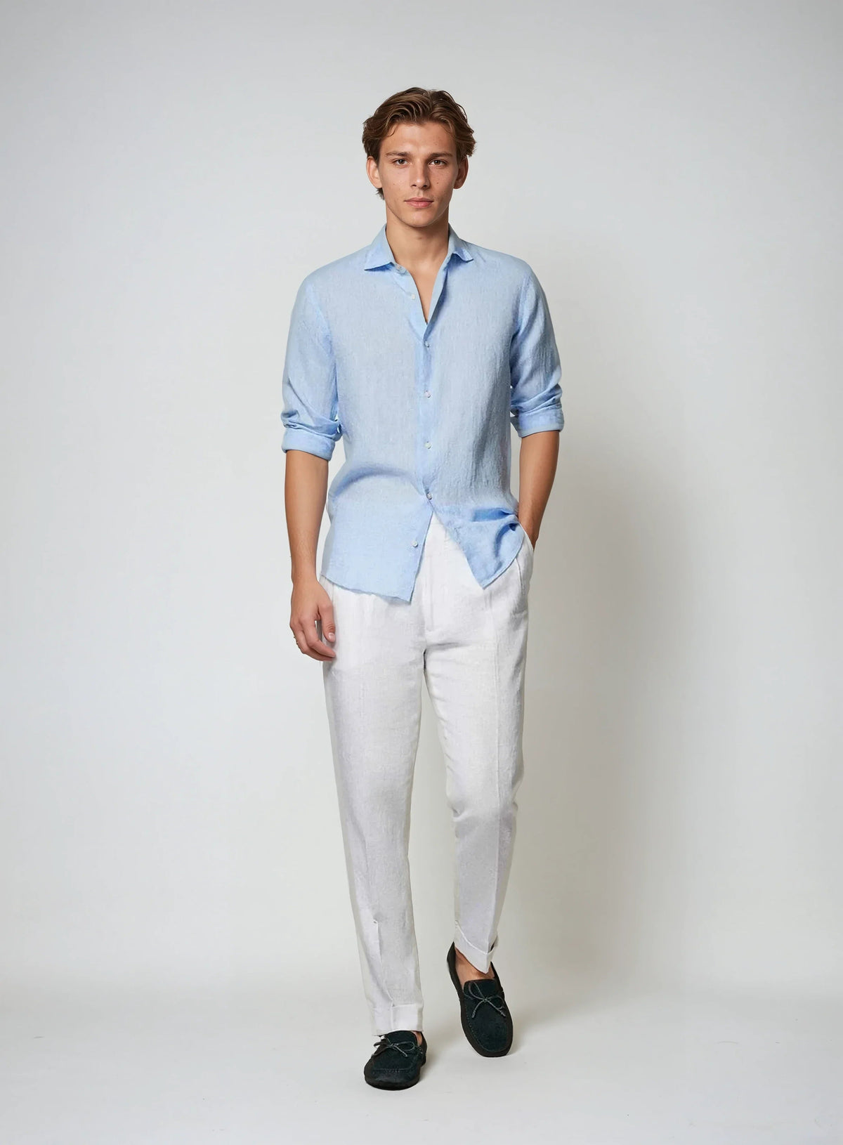 Linen Shirt for Men - Light Blue