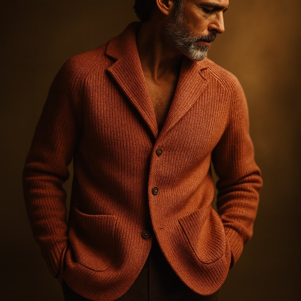 Sophisticated Men's Knitted Blazer Cardigan