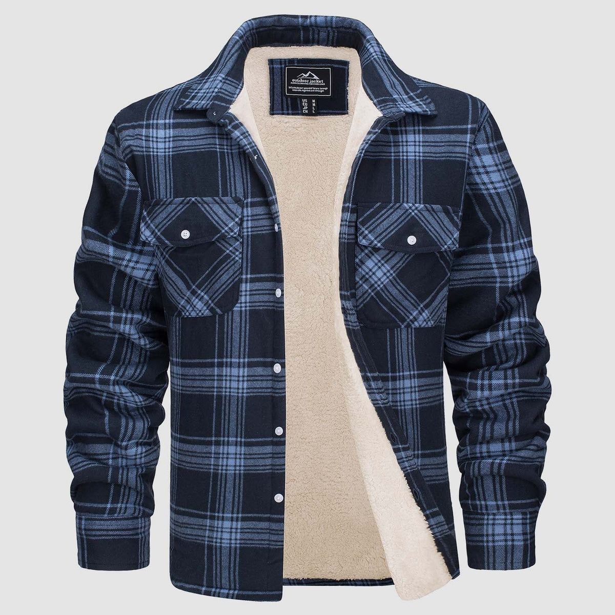 Men's Winter Flannel Overshirt – Checked and Fleece-Lined Jacket