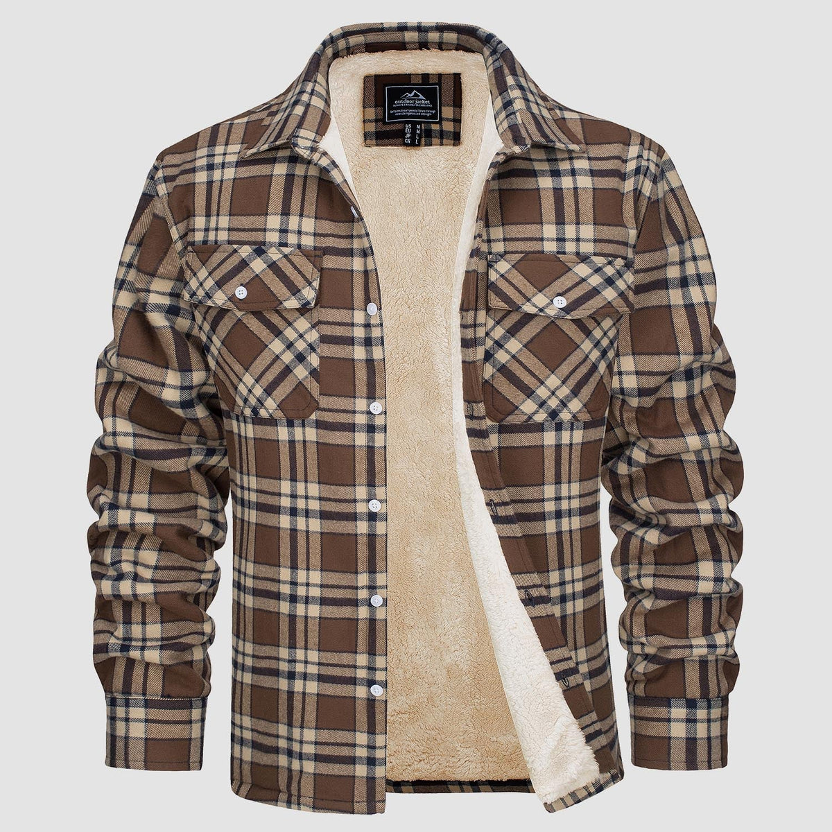 Men's Winter Flannel Overshirt – Checked and Fleece-Lined Jacket