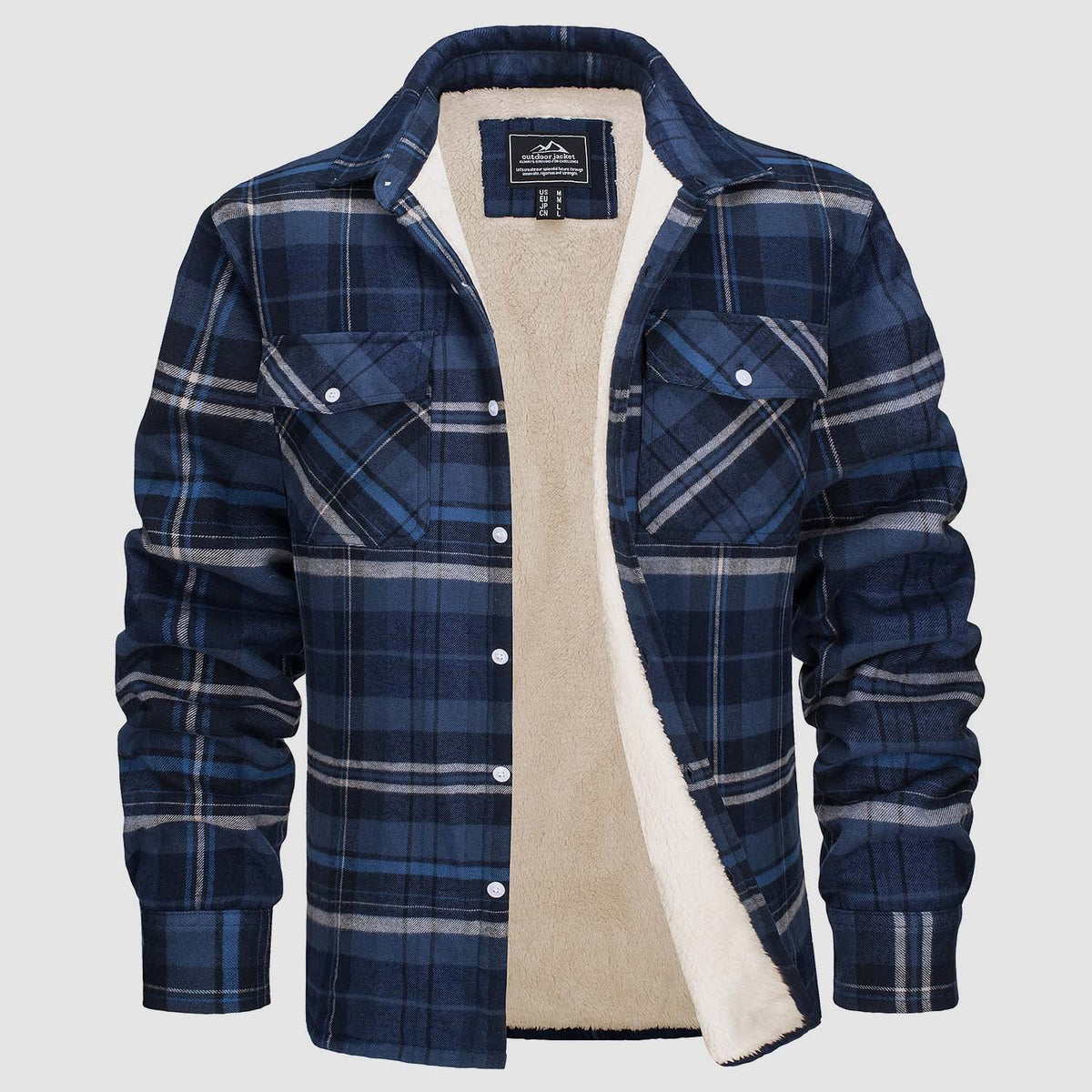 Men's Winter Flannel Overshirt – Checked and Fleece-Lined Jacket