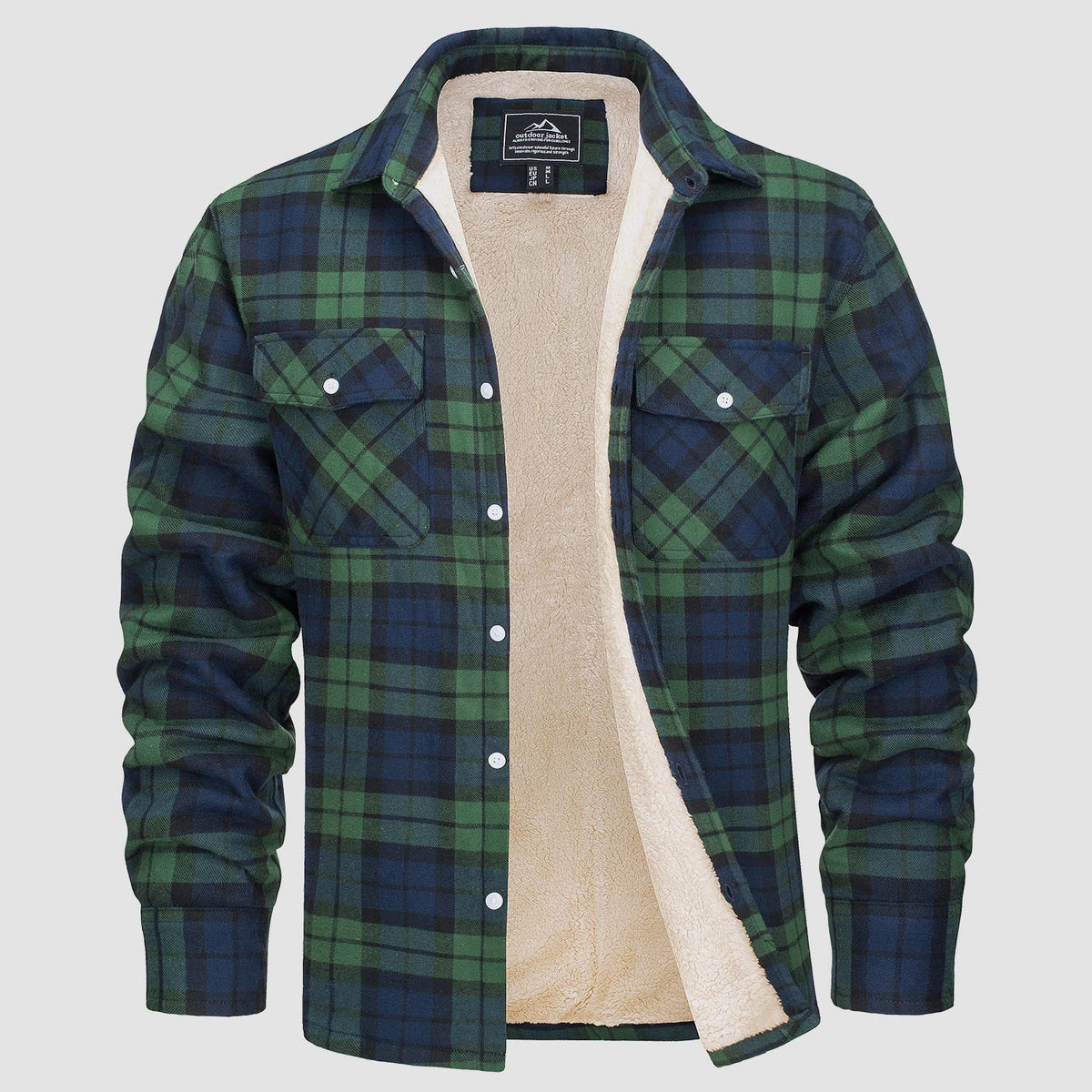 Men's Winter Flannel Overshirt – Checked and Fleece-Lined Jacket