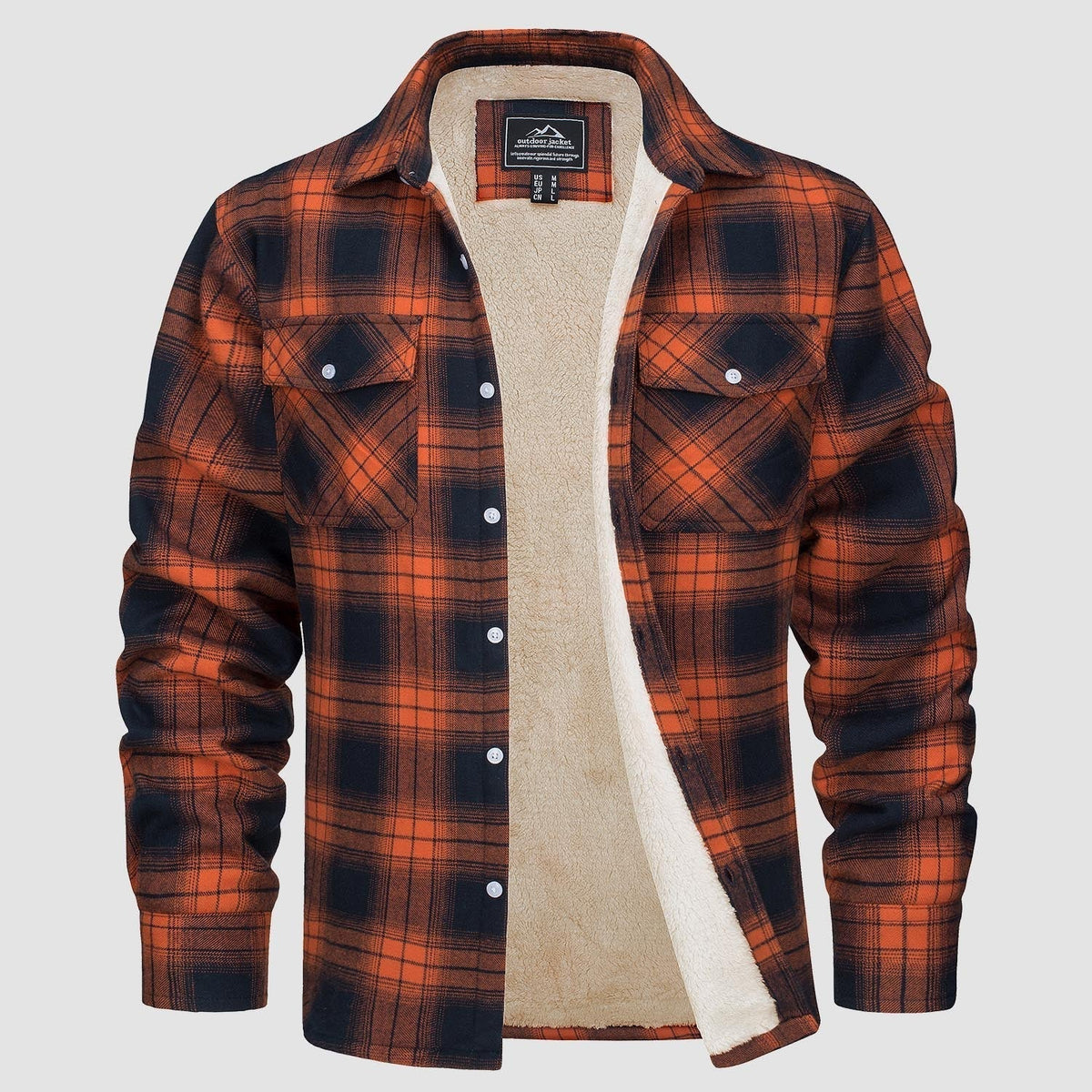 Men's Winter Flannel Overshirt – Checked and Fleece-Lined Jacket