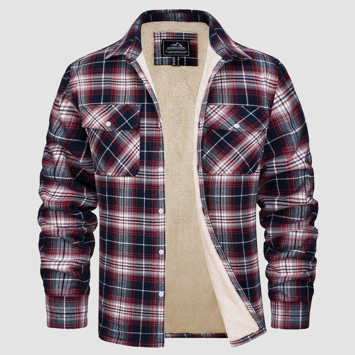 Men's Winter Flannel Overshirt – Checked and Fleece-Lined Jacket