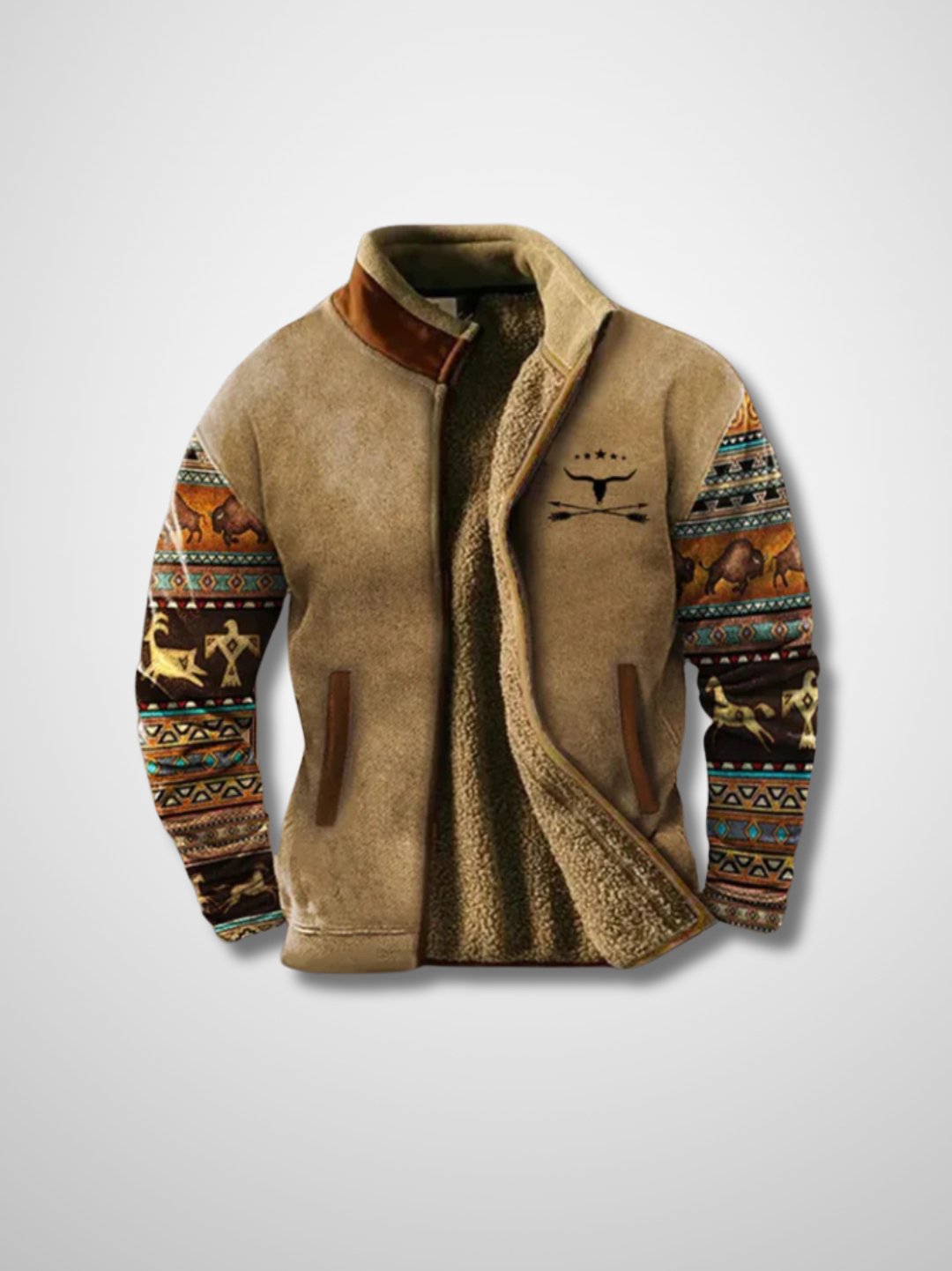 Men's Winter Fleece Jacket - Cozy Zip-Up Sherpa-Lined Design