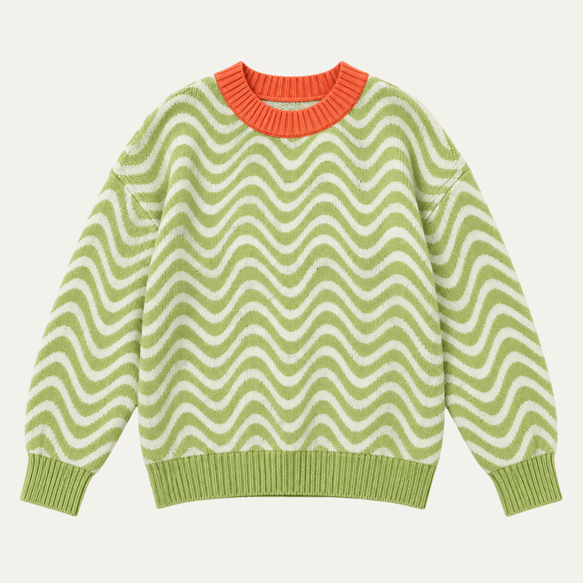 Women's Loose Knit Jumper with Wave Pattern