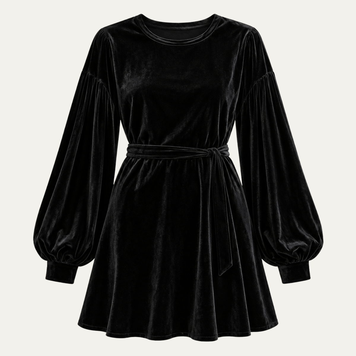 Women's Velvet Mini Dress with Matching Belt