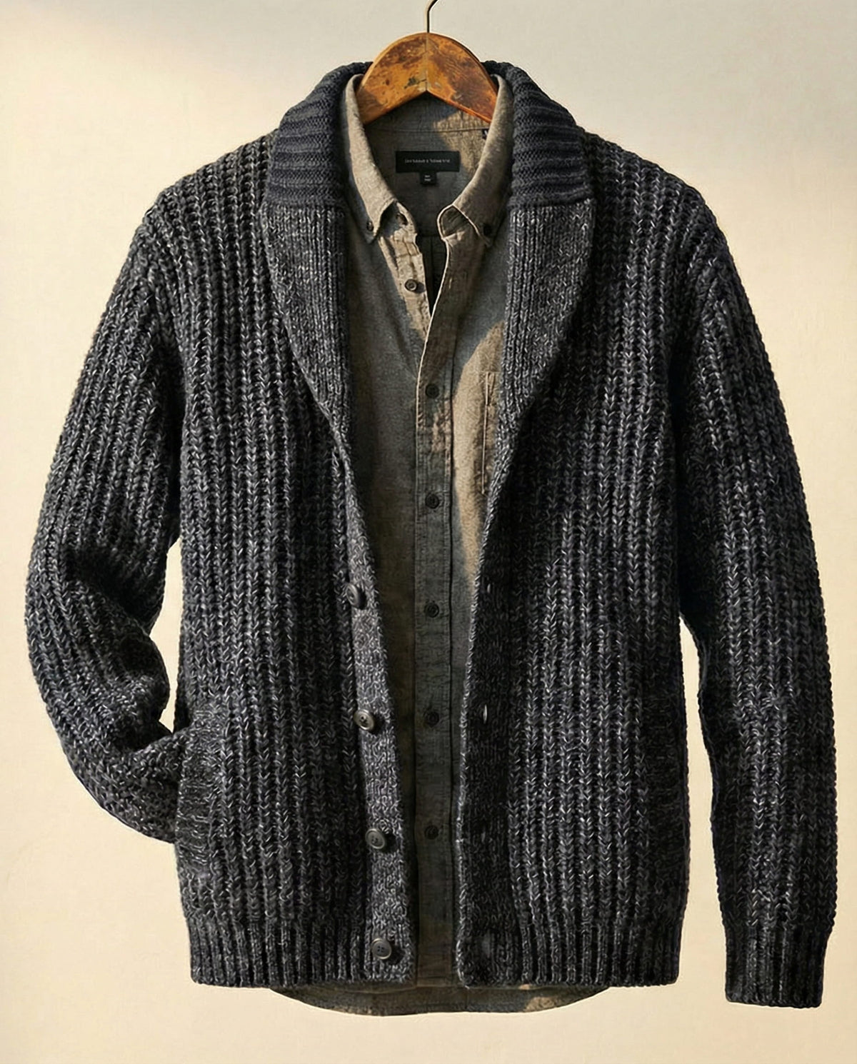 Cozy Classic Men's Wool Blend Knitted Cardigan