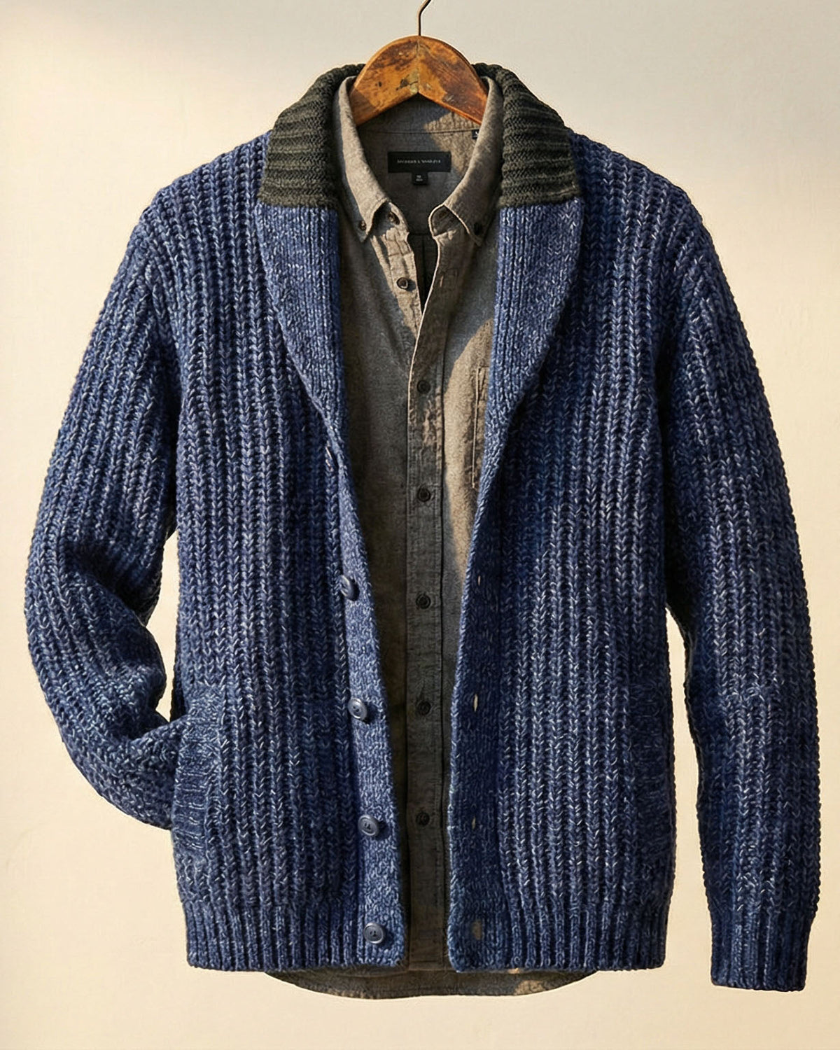 Cozy Classic Men's Wool Blend Knitted Cardigan