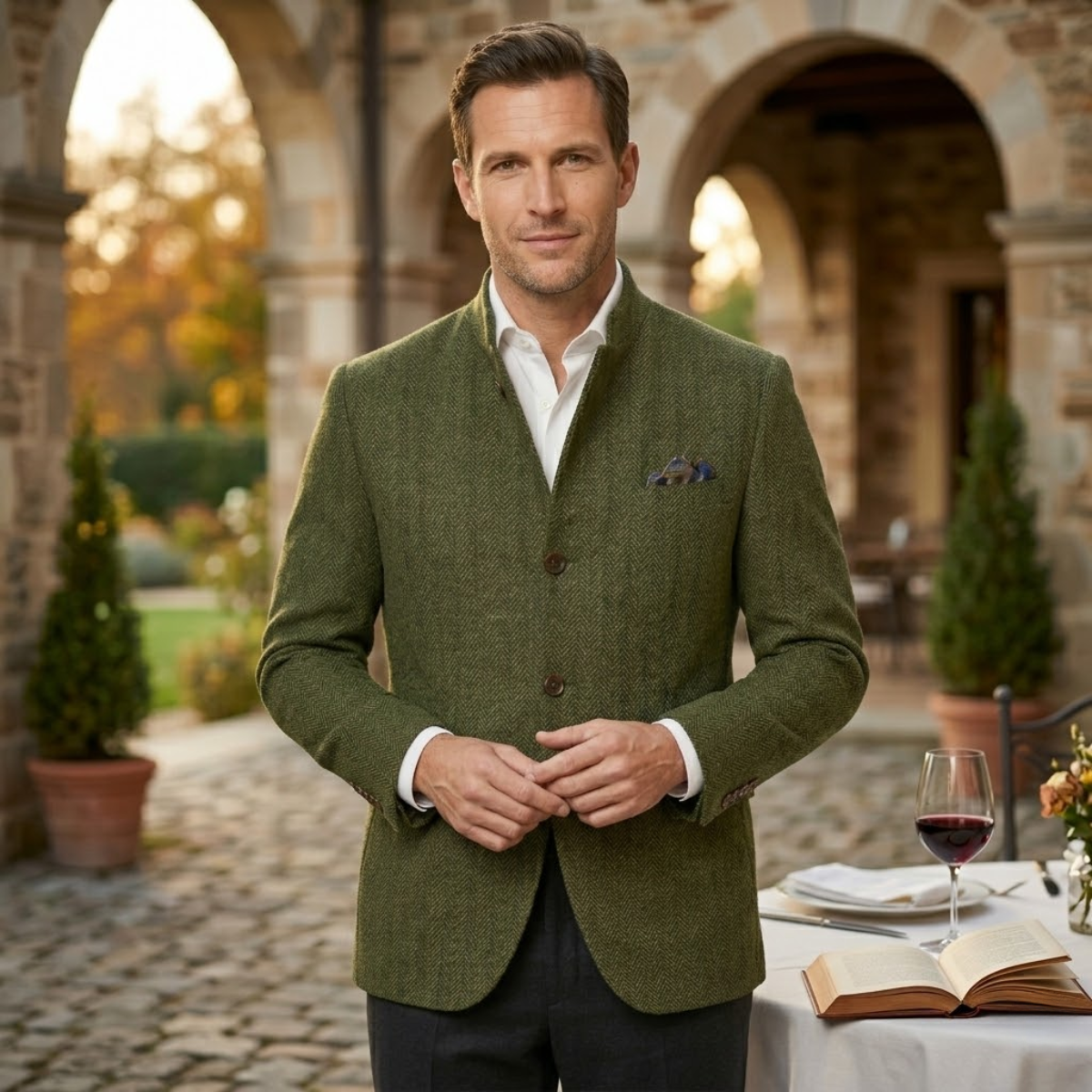 Timeless Men's Wool Tweed Blazer Jacket - Single Breasted