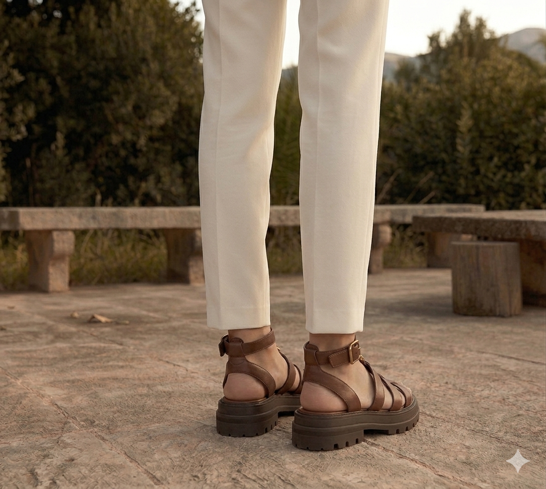 Ladies' Chunky Sole Woven Slip-On Sandals Summer