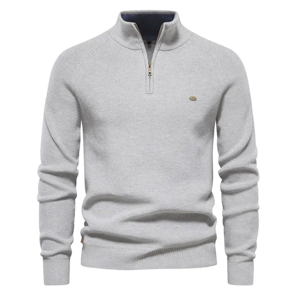 Men's Warm Knitted Cotton Half Zip Pullover