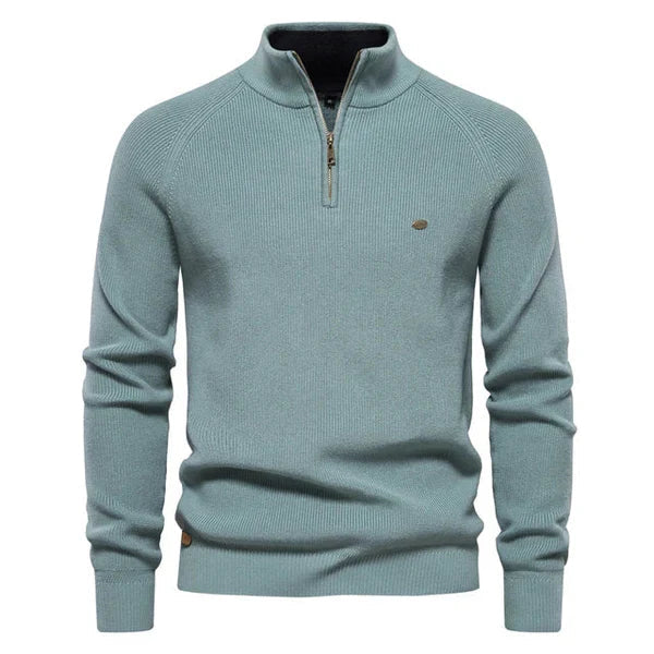 Men's Warm Knitted Cotton Half Zip Pullover