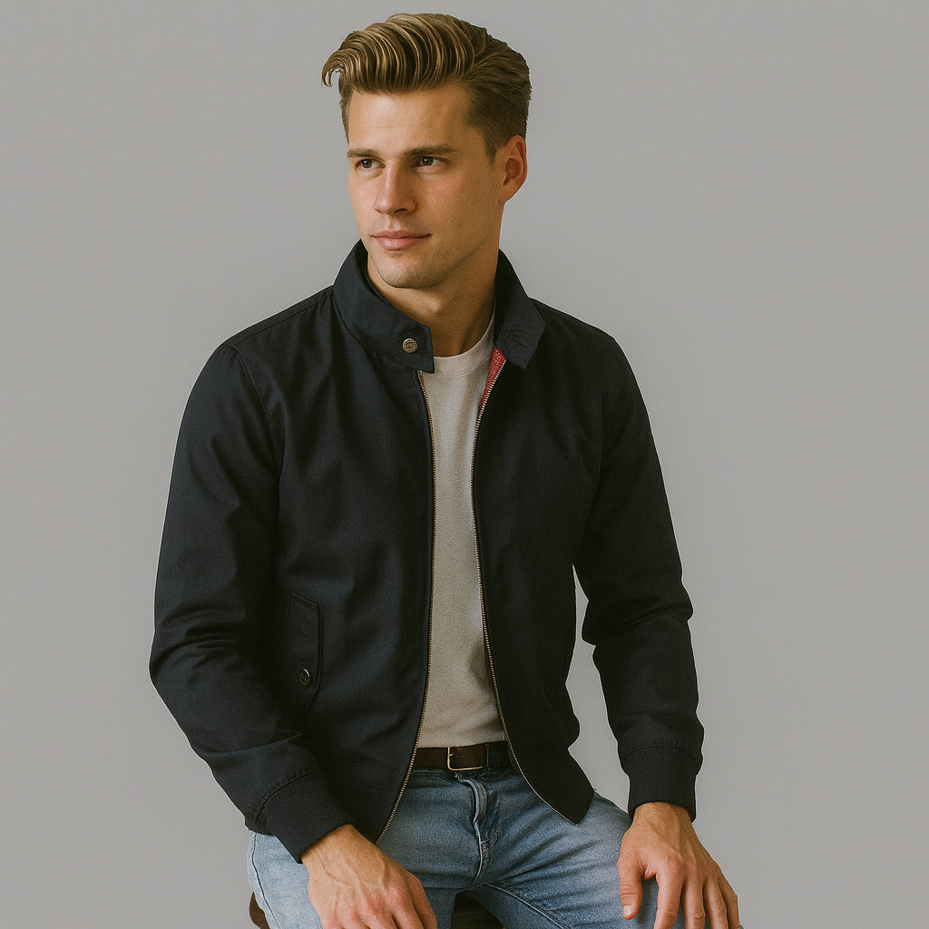 Men's Autumn Harrington Bomber Jacket with Zip