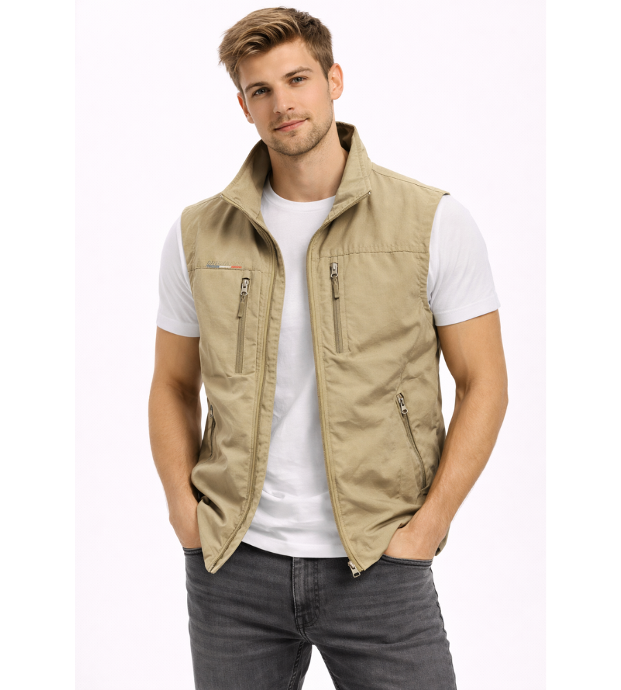 Men's Bodywarmer with Zip and Stand-Up Collar Outdoor Gilet