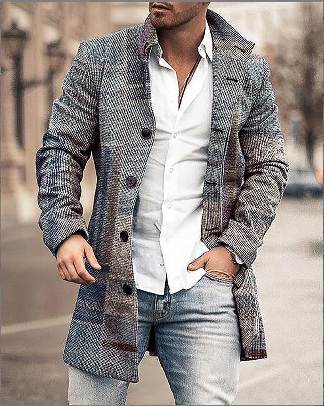 Men's Windproof Single-Breasted Coat - Autumn & Winter Jacket