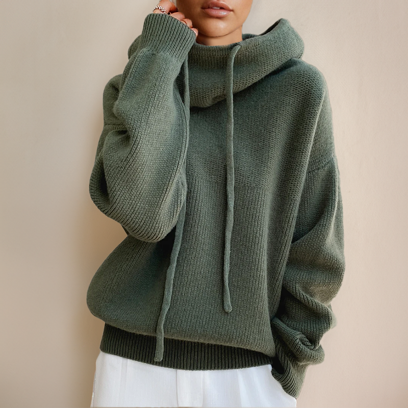 Paige | Women's Cozy Knit Cowl Neck Hoodie in Relaxed Fit