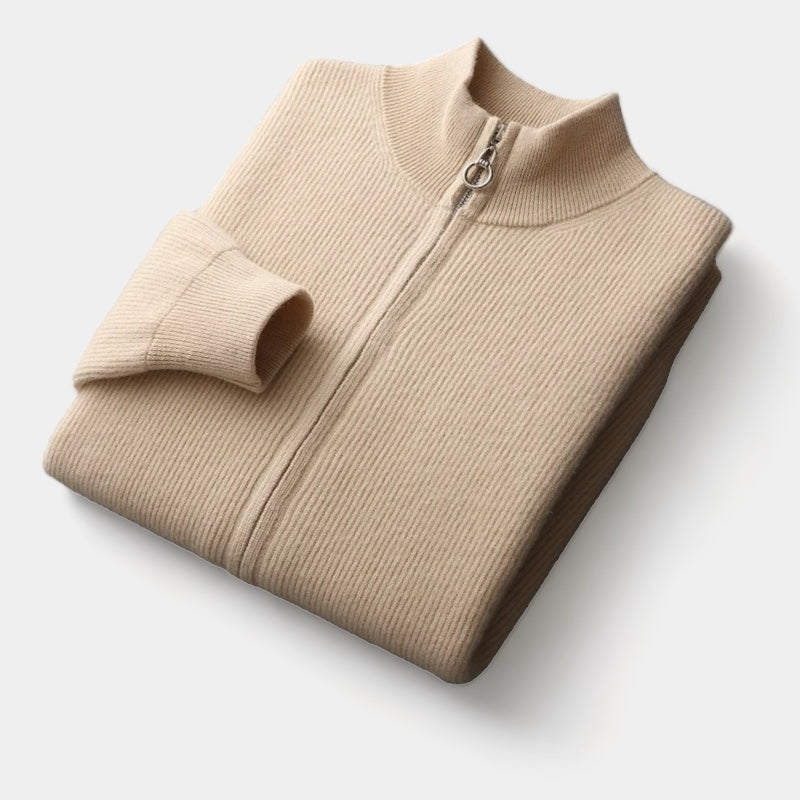OLD MONEY MERINO WOOL ZIP SWEATER