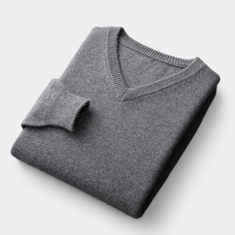 OLD MONEY Merino Wool V-Neck Sweater