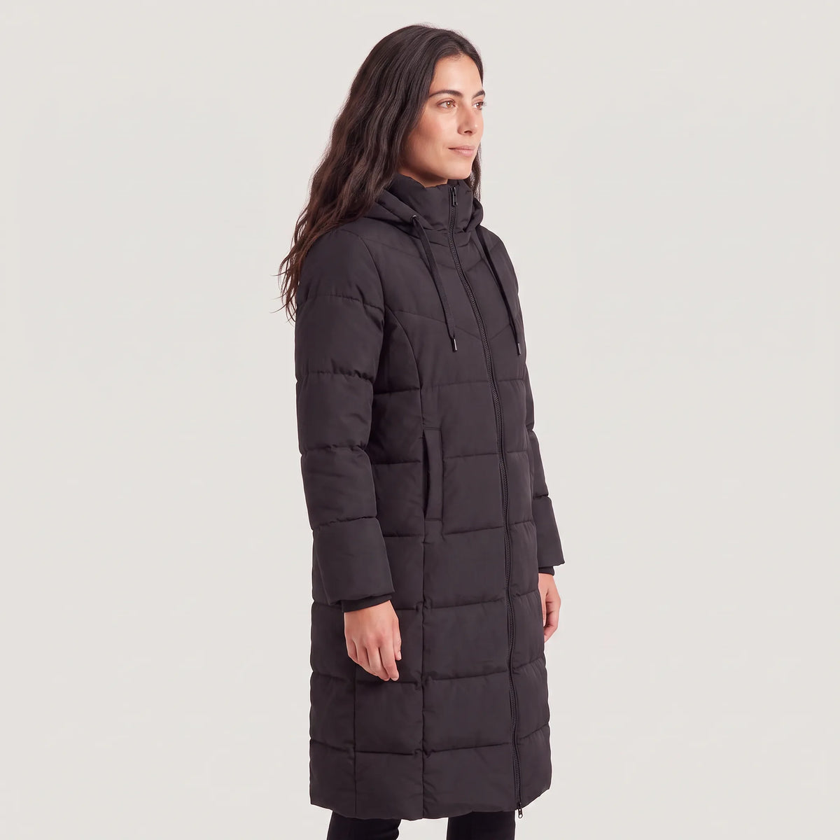 Long Women's Winter Coat Padded with Hood