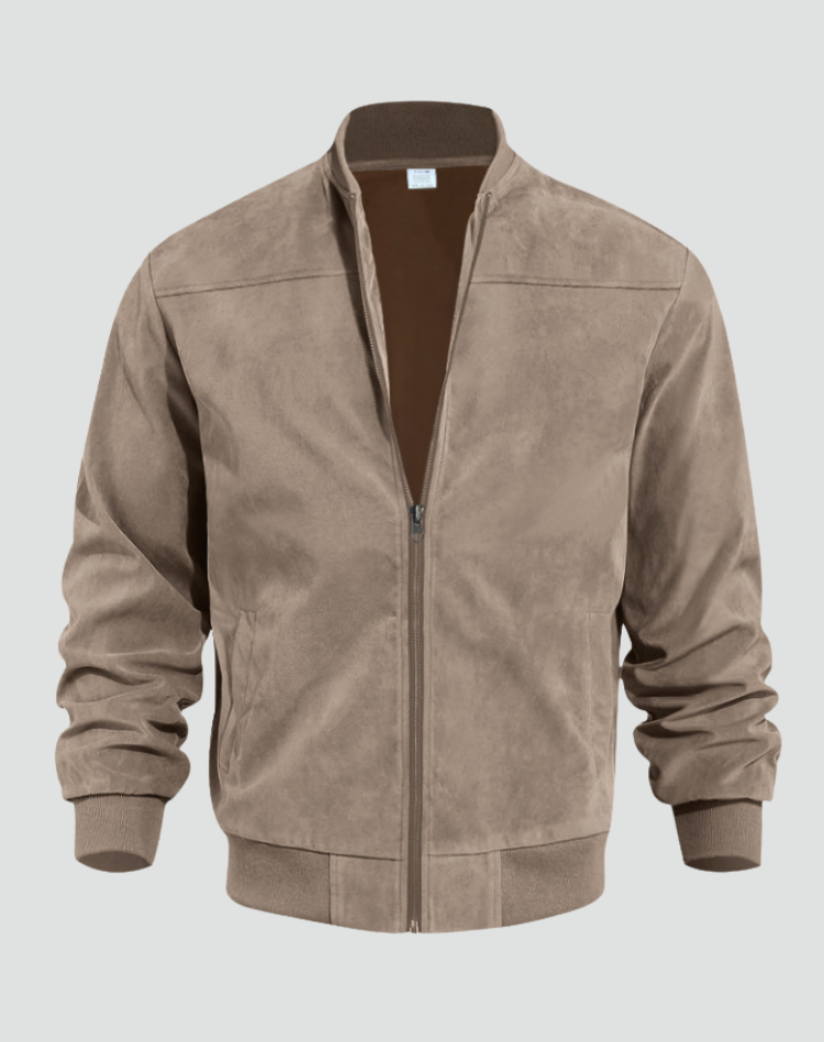 Men's Slim Fit Suede Bomber Jacket